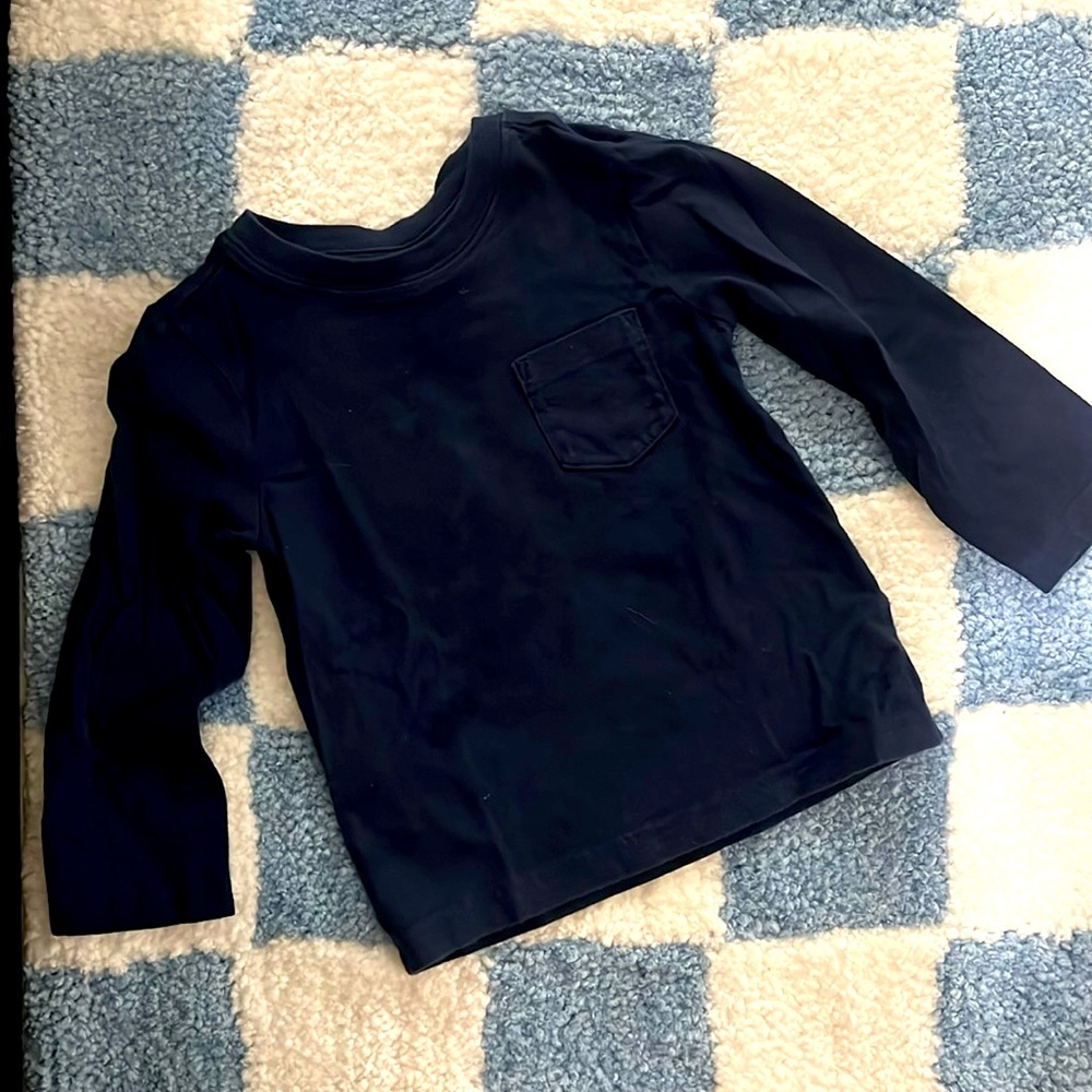 Janie & Jack Navy Blue Long Sleeve Slub Tee Crew Neck